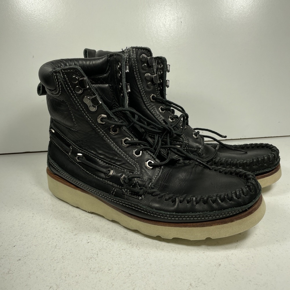 Sebago Shoreham Boots Mens Hiking Hunting Size 7.5 Black Leather Casual
